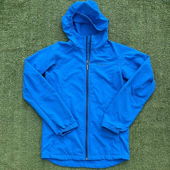 Columbia Boys' SplashFlash II Hooded Softshell Jacket blue size Large Preowned